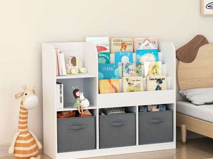 Bookcase And Bookshelf With 3 Collapsible Drawers, Multifunctional Display Stand