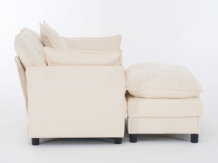 Accent Chair With Ottoman - Beige