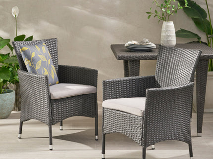 Dimensional Outdoor Dining Chair With Cushion Seat And Iron Frame (Set of 2)
