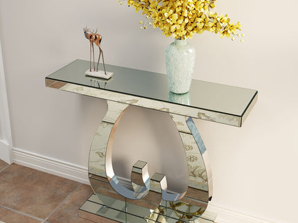 Double C - Base Rectangular Sofa Table For Living Room - Silver