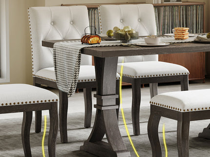 Dining Set With Bench, 6 Piece
