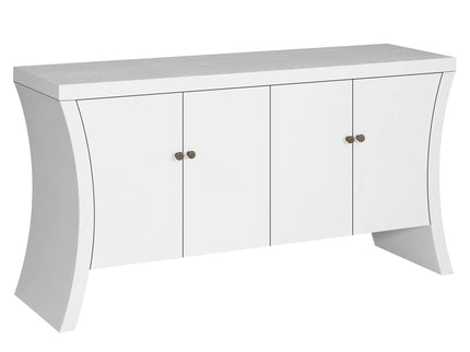 Refined Industrial 4 Door Credenza With Arc Legs & Clasps