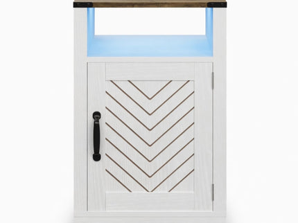 Farmhouse Nightstand With Charging Station & Storage