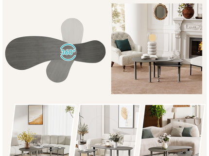 Rotatable Cocktail Table With Solid Legs, 360 Degree Rotating