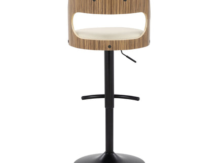 Cecina - Contemporary Adjustable Barstool With Swivel With Rounded T Footrest (Set of 2) - Black / Zebra / Cream