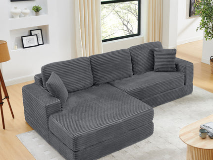 Modern Minimalist L Shape Modular Sectional Sofa, Couch