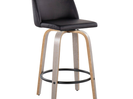 Toriano - Contemporary Fixed Height Counter Stool With Swivel & Round Footrest (Set of 2)