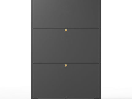 3 Drawer All Steel Shoe Cabinet, Freestanding Storage Organizer With Flip Door