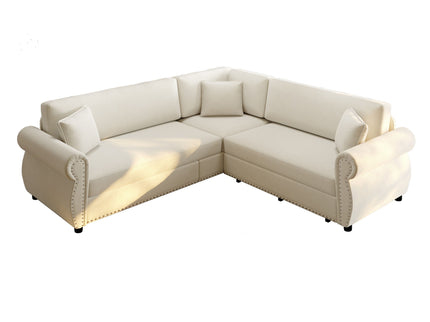 L-Shaped Sofa Couch With Pull-Out Bed