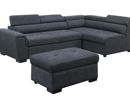 Haris - Sleeper Sofa Sectional With Adjustable Headrest And Storage Ottoman - Dark Gray