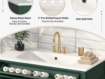 Bathroom Vanity & Top Sink, Modern Bathroom Storage Cabinet With 2 Drawers And A Tip-Out Drawer