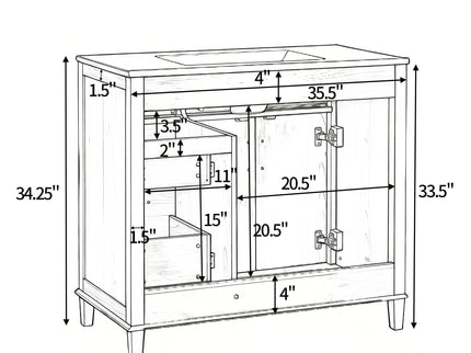 Bathroom Vanity With Sink, Soft Close Doors & Drawers - Wood