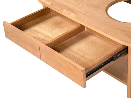 Fluted Oval Coffee Table With Drawers, 2 Tier Cocktail Table