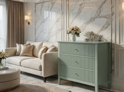 Fluted 3 Drawer Nightstand With Soft Close Slides