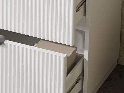 Fluted Bathroom Vanity With Ceramic Sink, Freestanding Cabinet