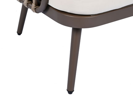 4 Piece Outdoor Patio Furniture Set, Metal Chairs With Woven Rope U Shaped Backrest