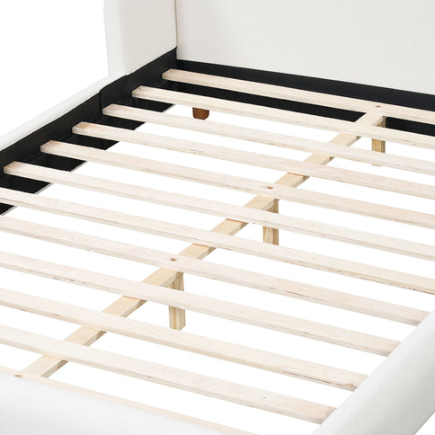 Modern Upholstered Bed Frame With Wingback Headboard