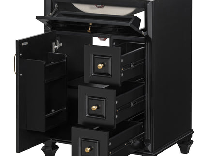 Freestanding Bathroom Vanity With Sink, 3 Drawers & Flip-Out Drawer