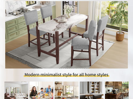 5 Piece Counter Height Dining Set With 4 Upholstered Chairs