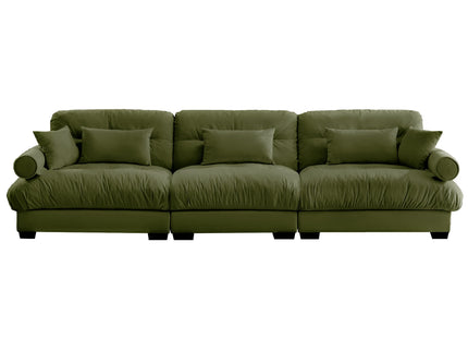 Modern Sofa With Bolstered Armrests And Pillows