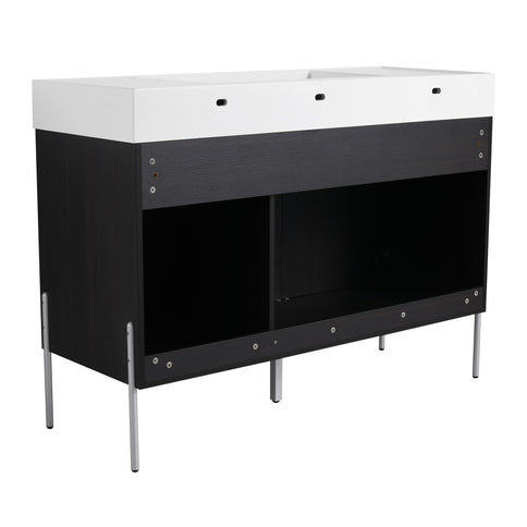 Freestanding Bathroom Vanity With Resin Sink And Storage Cabinet