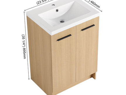 Floating Bathroom Vanity With Sink, Wall Mounted Double Door Storage