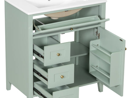 Modern Bathroom Vanity With Sink, 3 Drawers And Adjustable Shelf
