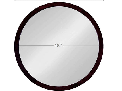 Circle Wall Mirror With Wooden Frame, Wall Mirror For Living Room