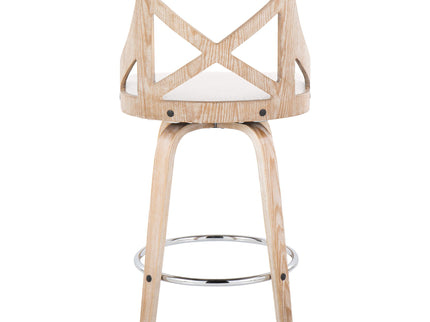 Charlotte - Farmhouse Fixed Height Counter Stool With Swivel And Round Footrest (Set of 2)