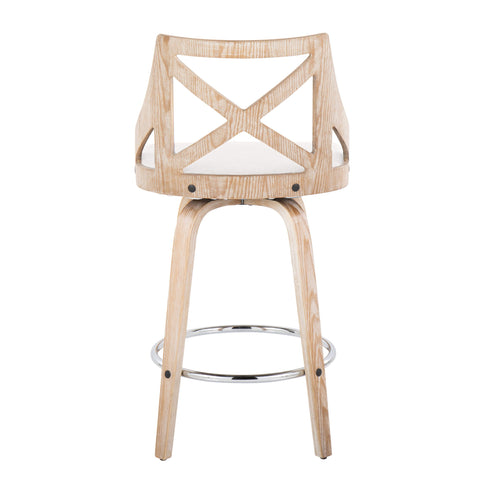 Charlotte - Farmhouse Fixed Height Counter Stool With Swivel And Round Footrest (Set of 2)