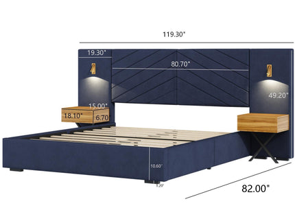 Upholstered Bed Frame With Vertical Channel Tufted Wingback Headboard