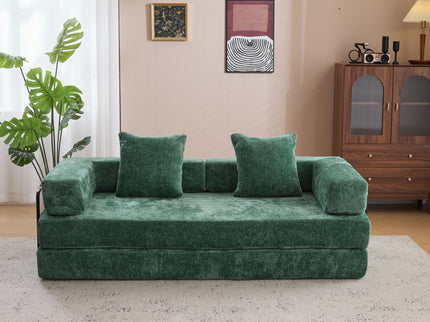 Convertible Floor Sofa Bed With Pillow Back Support Armrest