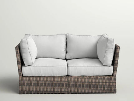 Modern Patio Wicker Loveseat With Cushions