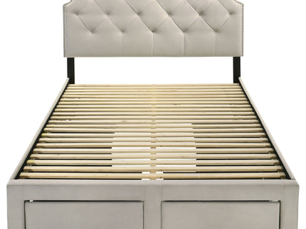 4 Drawer Upholstered Storage Bed With Button Tufting
