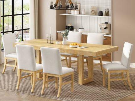 Topmax - 7 Piece Traditional Extendable Dining Table Set With Butterfly Leaf And 6 Upholstered Dining Table Set
