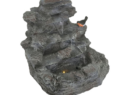 Concrete Rock Waterfall Fountain With LED Lights, Outdoor Garden Decor