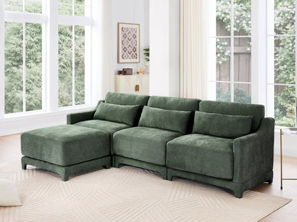 Stylish Sofa With Ottoman And Lumbar Pillows, Ergonomic Design