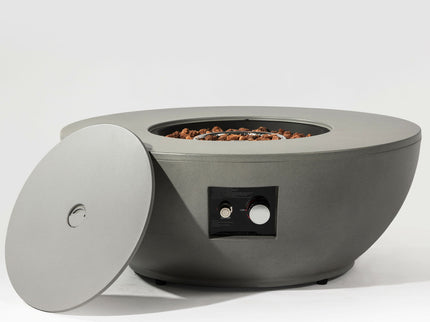 Propane Gas Fire Pit Table, 50000 Btu, Round With Tank Holder For Outside - Gray