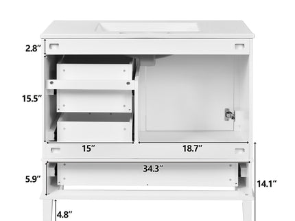 Bathroom Vanity, Modern Bathroom Cabinet With Sink Combo Set, Bathroom Storage Cabinet With A Soft Closing Door And 3 Drawers, Solid Wood Frame
