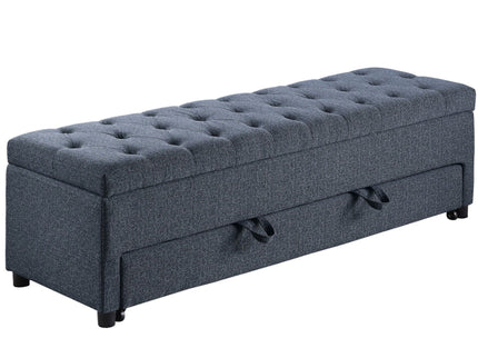 Storage Ottoman With Tufted Seat And Underseat Drawer
