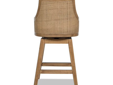 Bahama - Cane High Back Swivel Counter Stool With Recessed Arms Textured Weave - Taupe Beige