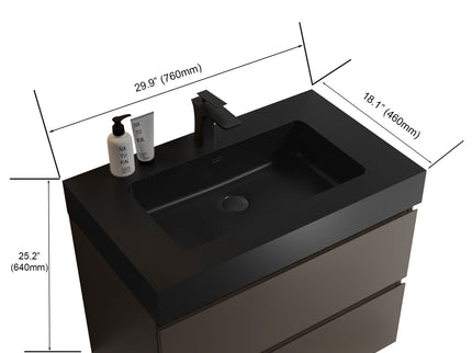 Alice - Bathroom Vanity With Sink, Large Storage Wall Mounted Floating Bathroom Vanity For Modern Bathroom, One-Piece Sink Basin Without Drain And Faucet