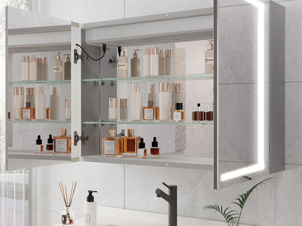 Medicine Cabinet With LED Vanity Mirror, Anti-Fog, Waterproof, Dimmable With Touch Switch