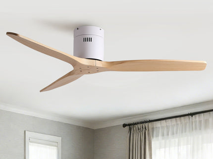 Low Profile Flush Ceiling Fan Without Light - Matte White / White