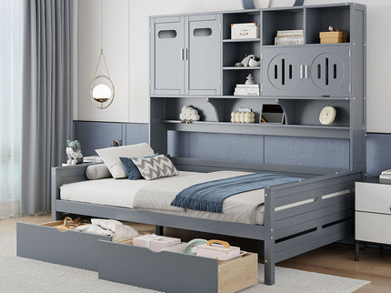 Daybed With All-In-One Cabinet And Shelf