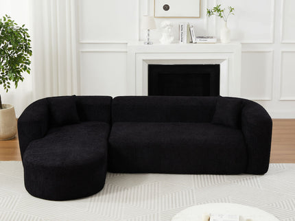 L - Shape Boneless Cloud Couch With 2 Throw Pillows For Living Room
