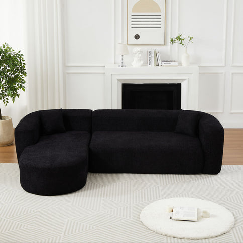 L - Shape Boneless Cloud Couch With 2 Throw Pillows For Living Room