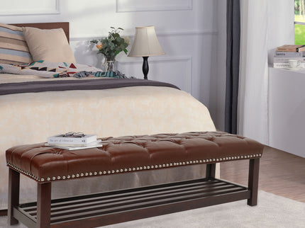 Bedroom End Of Bed Bench Tufted Upholstered End Of Bed Bench End Of Bed Entrance Shoe Bench With Nailhead Trim And Shelf Bedroom Upholstered Bench Living Room Shoe Rack Footstool