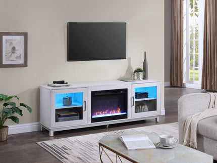 Summit - TV Stand Console With Fireplace - White Walnut Finish