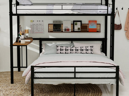 Bunk Bed With Built In Desk & Guardrail Frame